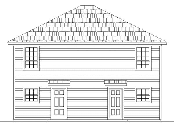 Country Southern Traditional Rear Elevation of Plan 59141