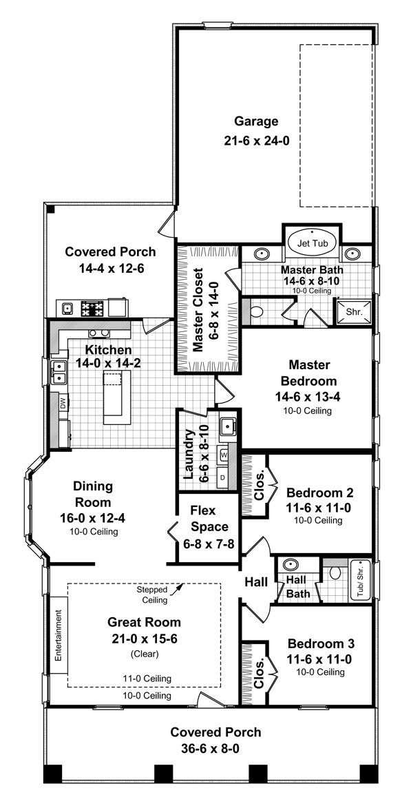 Cottage Country Craftsman Level One of Plan 59147