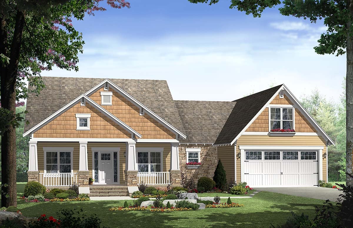 Bungalow, Craftsman Plan with 1800 Sq. Ft., 3 Bedrooms, 2 Bathrooms, 2 Car Garage Elevation