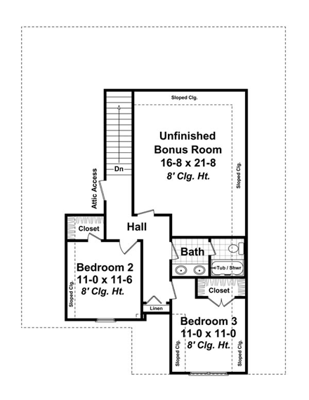 House Plan 59154 Second Level Plan