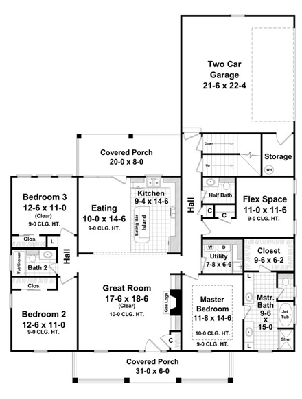 House Plan 59155 First Level Plan