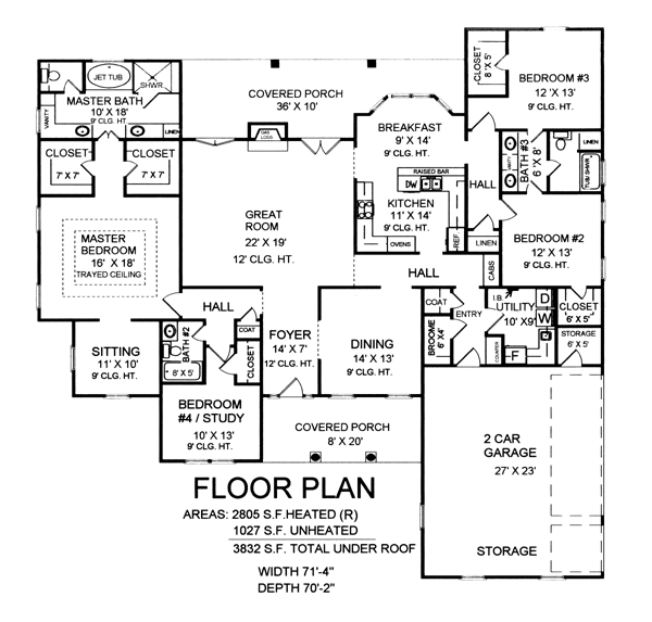 Country Southern Traditional Level One of Plan 59162