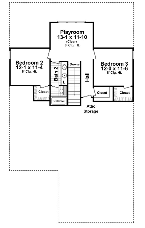 Cottage Country Craftsman Level Two of Plan 59166