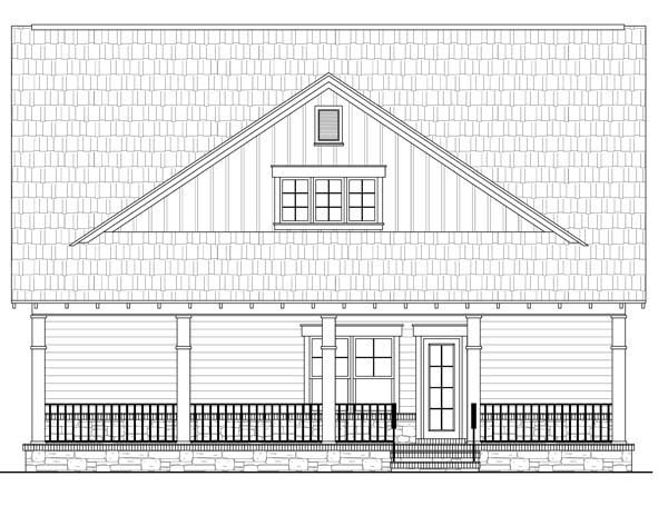 Cottage Country Craftsman Rear Elevation of Plan 59166