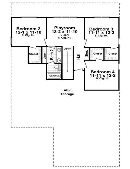 House Plan 59168 Second Level Plan