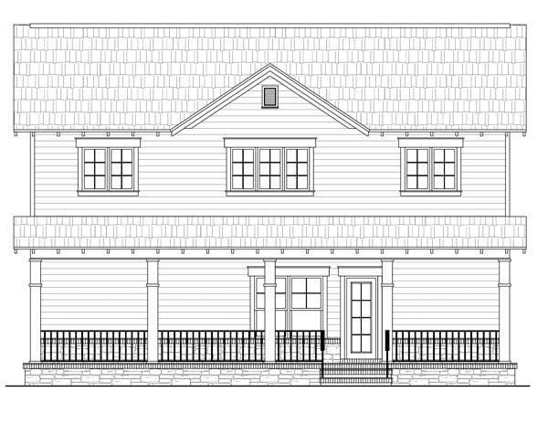 Bungalow Craftsman Rear Elevation of Plan 59168