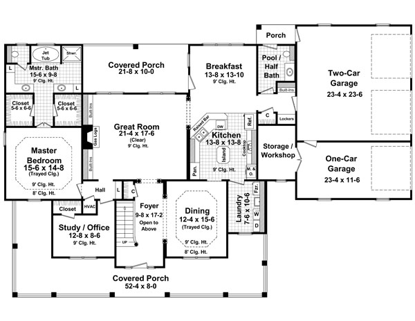 Country Farmhouse Traditional Level One of Plan 59172