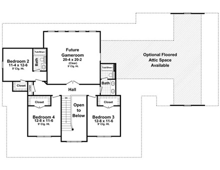 House Plan 59172 Second Level Plan