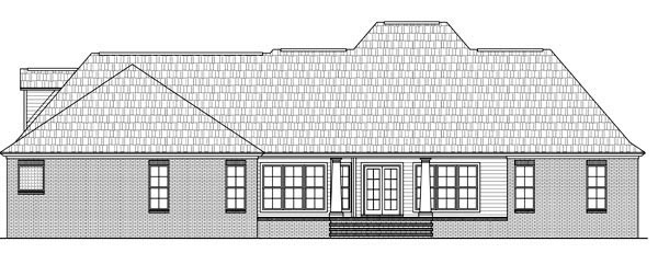 Acadian Country European French Country Southern Rear Elevation of Plan 59176