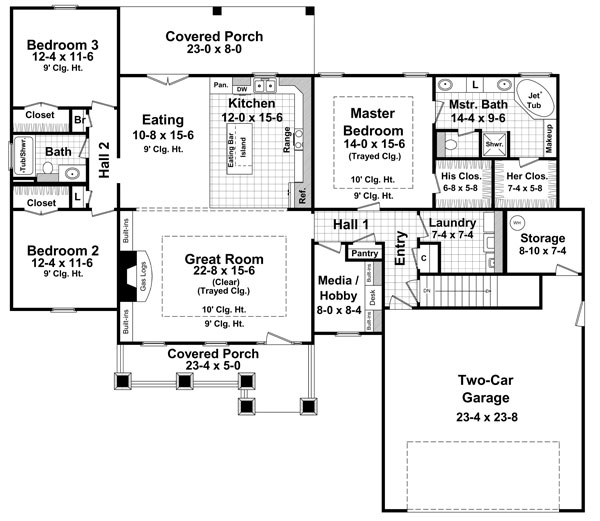 Cottage Country Craftsman Level One of Plan 59177