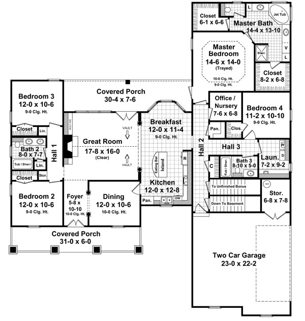 Country Craftsman European Traditional Level One of Plan 59186