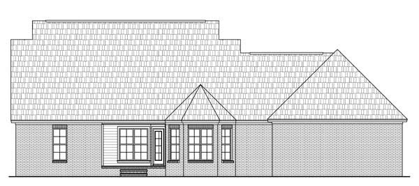 Country Southern Traditional Rear Elevation of Plan 59200