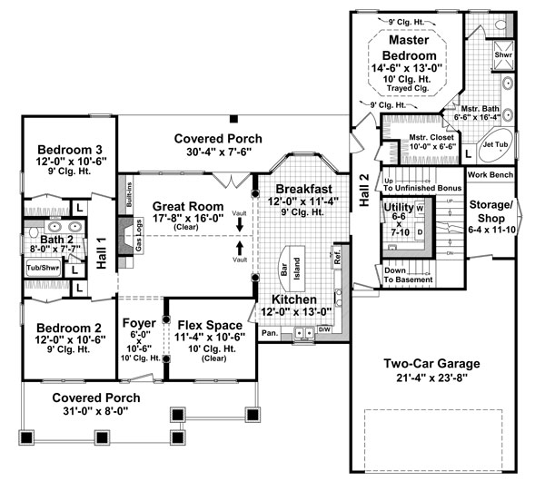 Bungalow Craftsman Traditional Level One of Plan 59201