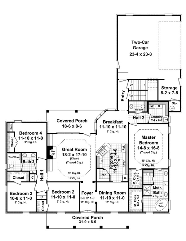 Acadian Country European French Country Southern Traditional Level One of Plan 59203