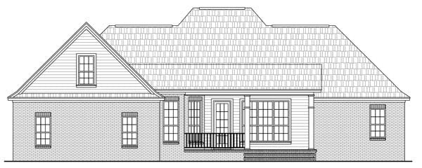 Acadian Country European French Country Southern Traditional Rear Elevation of Plan 59203