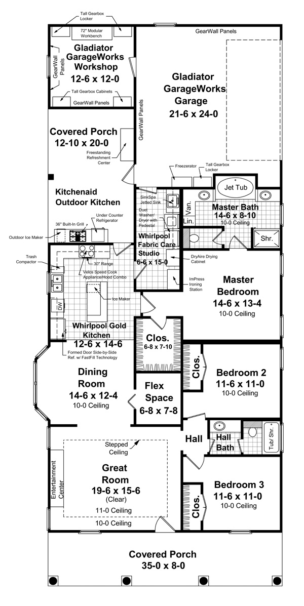 Acadian Colonial European Traditional Level One of Plan 59210