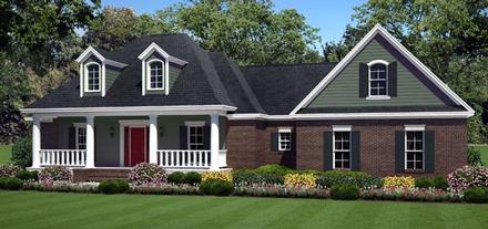 Acadian Country Farmhouse Southern Traditional Elevation of Plan 59211