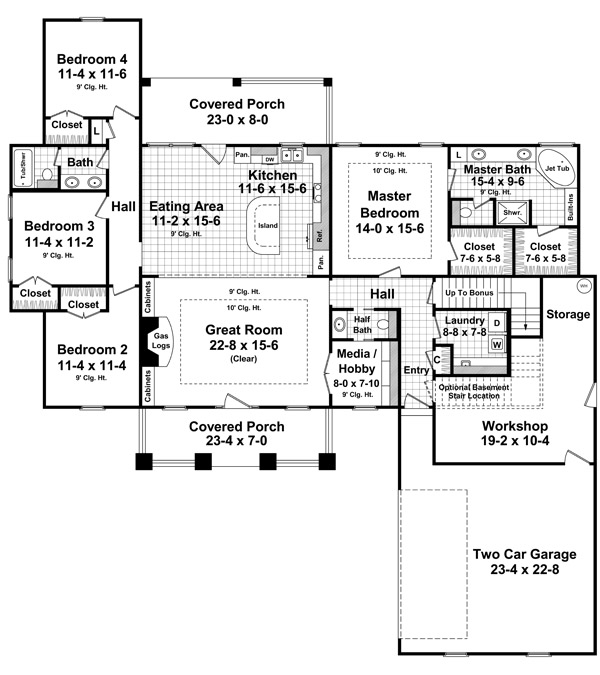 Bungalow Craftsman Traditional Level One of Plan 59212