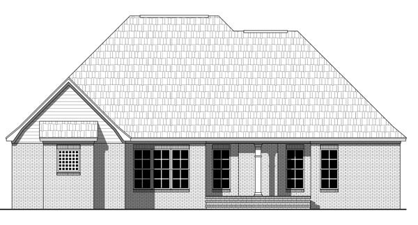 Acadian European Traditional Rear Elevation of Plan 59218