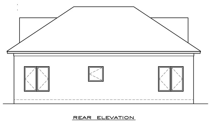 Cottage Craftsman Rear Elevation of Plan 59309