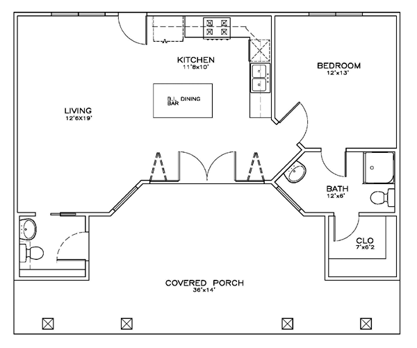 Cottage Craftsman Level One of Plan 59316