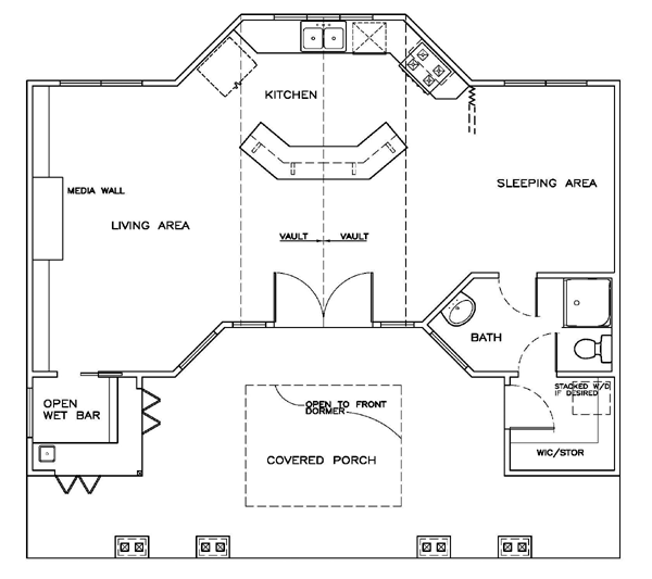 Cottage Craftsman Level One of Plan 59338