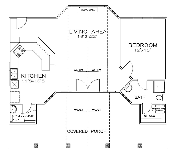 Cottage Craftsman Level One of Plan 59343