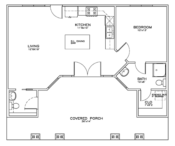 Cottage Craftsman Level One of Plan 59344