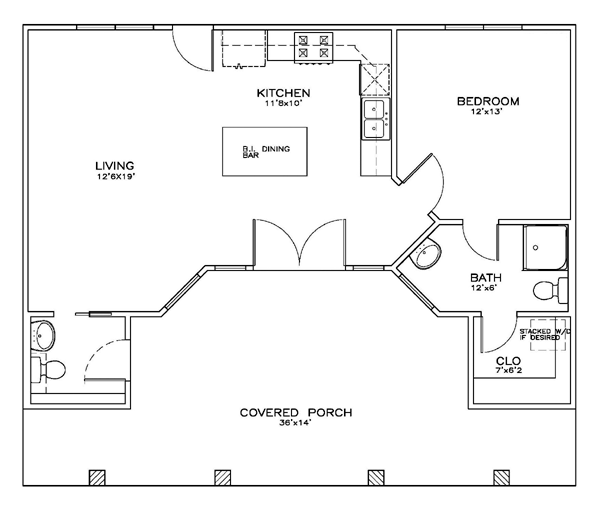 Cottage Craftsman Level One of Plan 59345