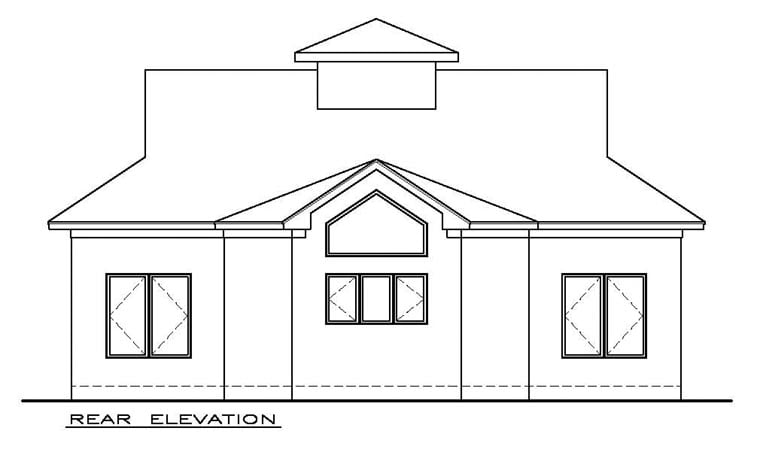 Cottage Craftsman Rear Elevation of Plan 59348