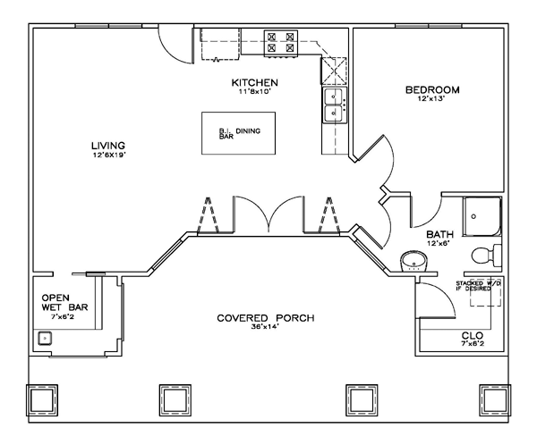 Cottage Craftsman Level One of Plan 59351