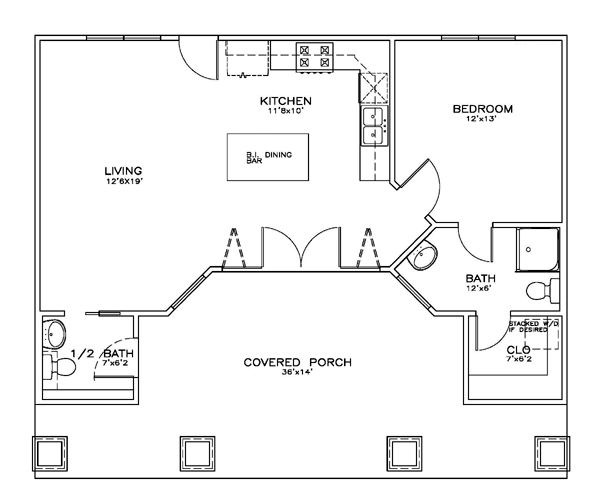 Cottage Craftsman Level One of Plan 59355