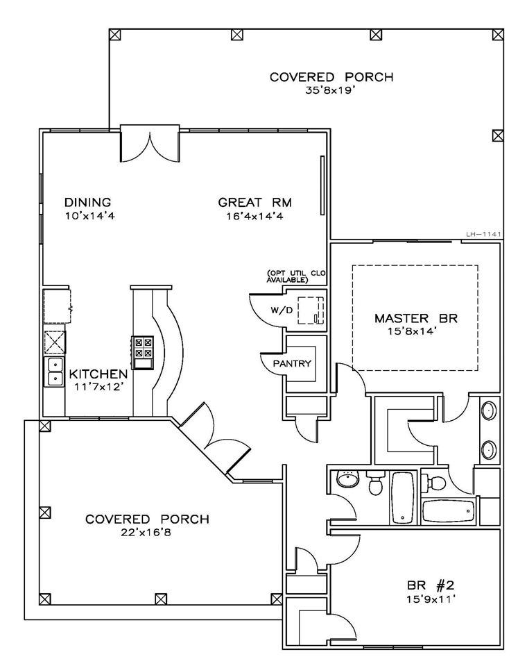 Cottage Florida Southern Level One of Plan 59358