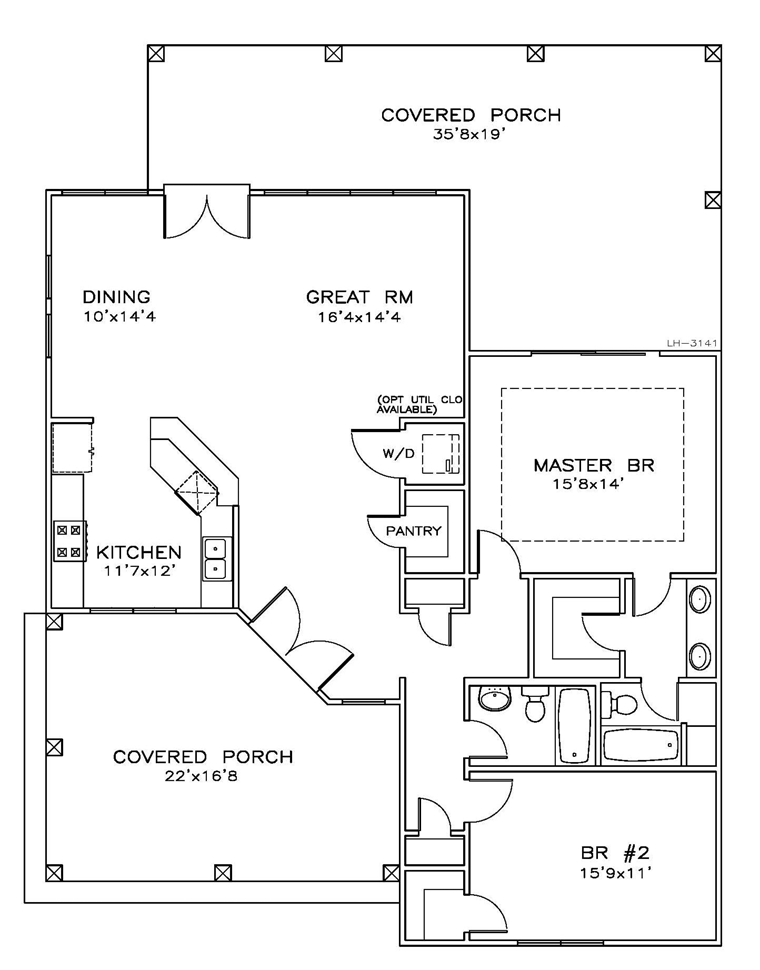 Cottage Florida Southern Level One of Plan 59368