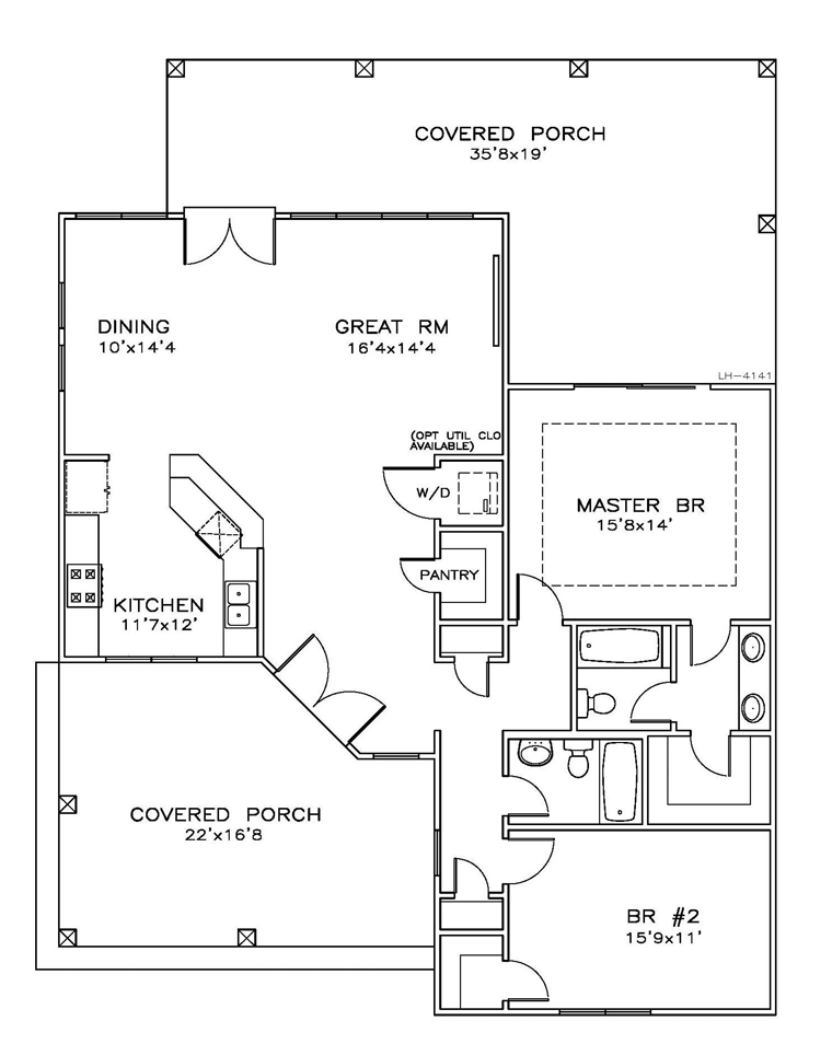 Cottage Florida Southern Level One of Plan 59370