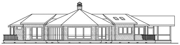 Contemporary Craftsman Ranch Rear Elevation of Plan 59403