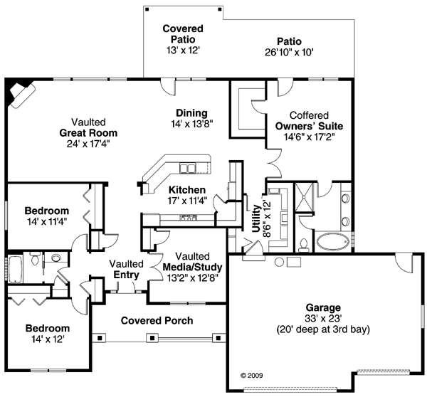 European Ranch Traditional Level One of Plan 59407