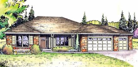 European Ranch Traditional Elevation of Plan 59408