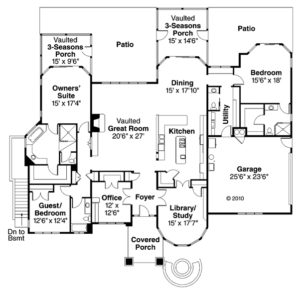 Contemporary Craftsman Prairie Style Southwest Level One of Plan 59410