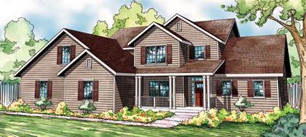 Contemporary Country Traditional Elevation of Plan 59412