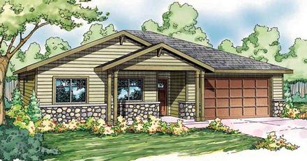 Bungalow Contemporary Cottage Craftsman Ranch Elevation of Plan 59417