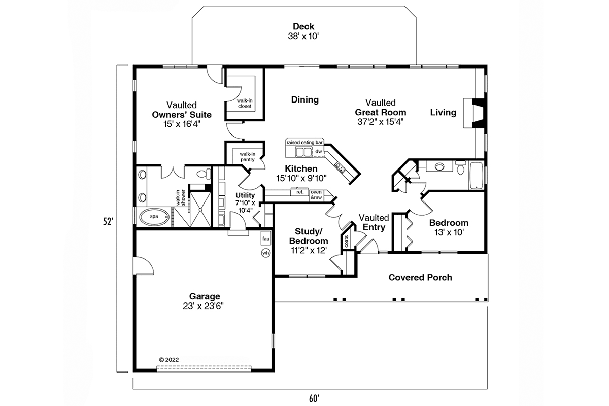 Cape Cod Contemporary Cottage Country Ranch Level One of Plan 59418