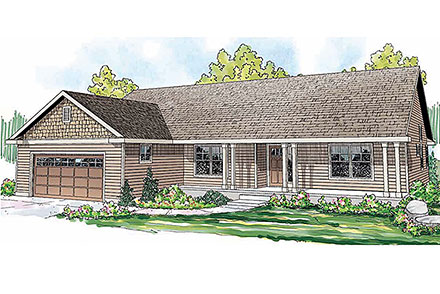 Cape Cod Contemporary Cottage Country Ranch Elevation of Plan 59418