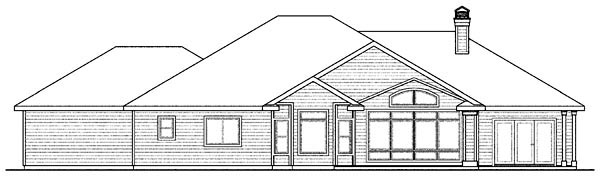 Country European Ranch Rear Elevation of Plan 59419