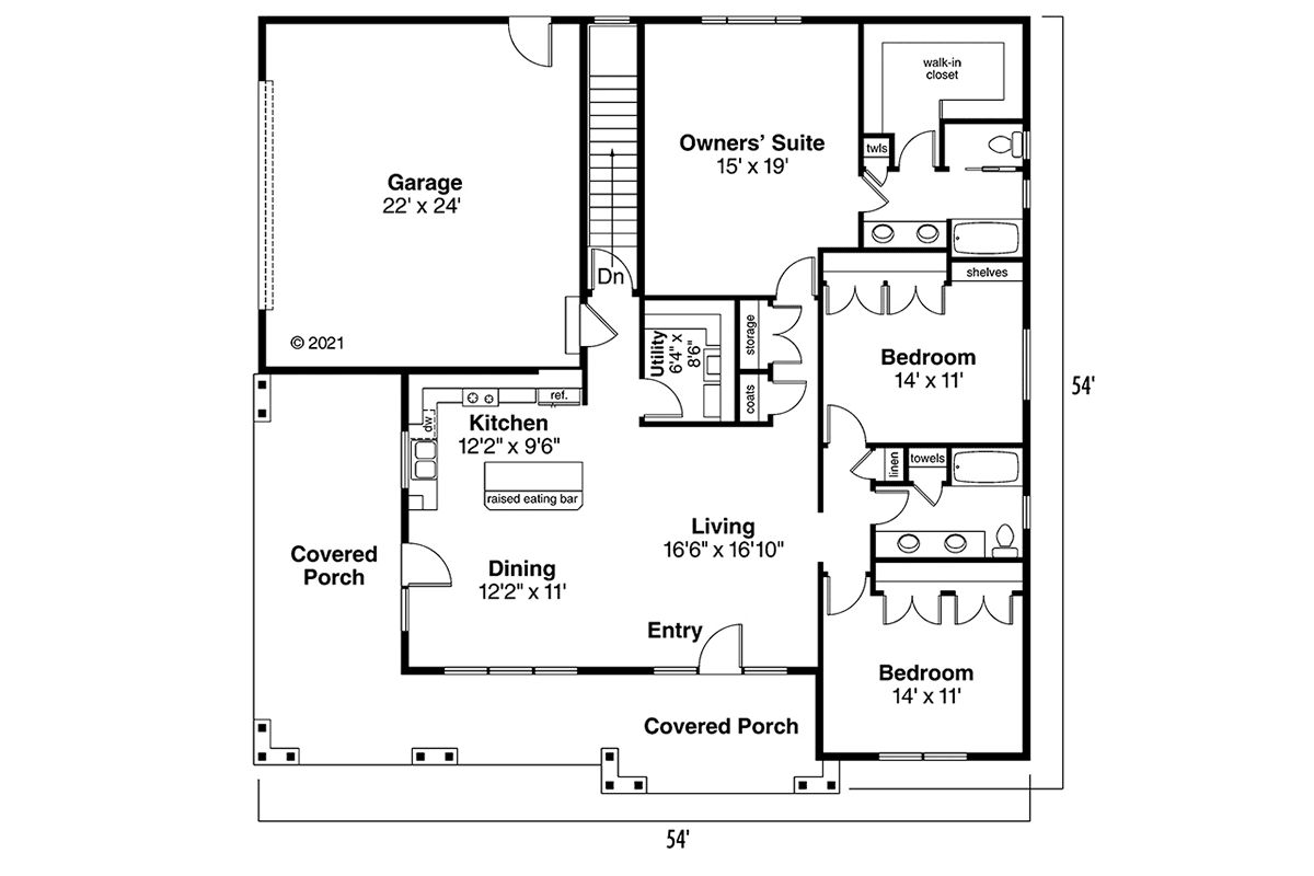 Cabin Country Craftsman European Level One of Plan 59420