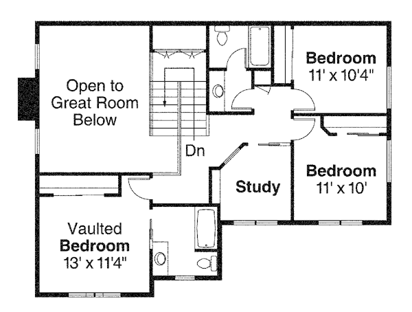 Cape Cod Cottage Country Craftsman Level Two of Plan 59422