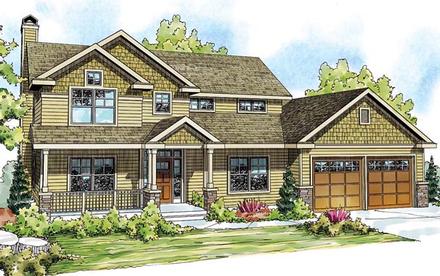 Cape Cod Cottage Country Craftsman Elevation of Plan 59422