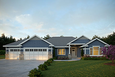 Craftsman European Ranch Traditional Elevation of Plan 59423