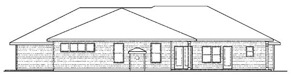 Contemporary European Ranch Traditional Rear Elevation of Plan 59427