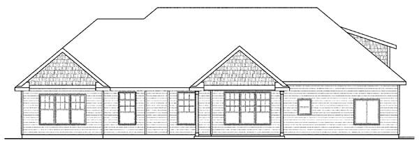 Cape Cod Cottage Craftsman Ranch Rear Elevation of Plan 59429